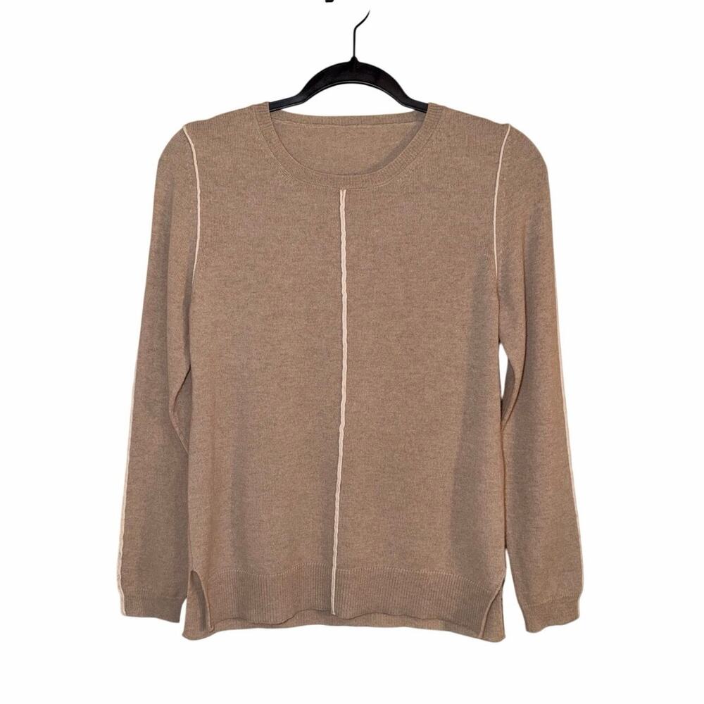 Made in Italy Merino Wool Cashmere Sweater Women’s 42 Beige Stitch Sz Small